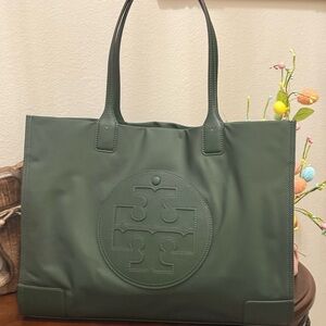 Tory Burch Dark Olive Logo Tote